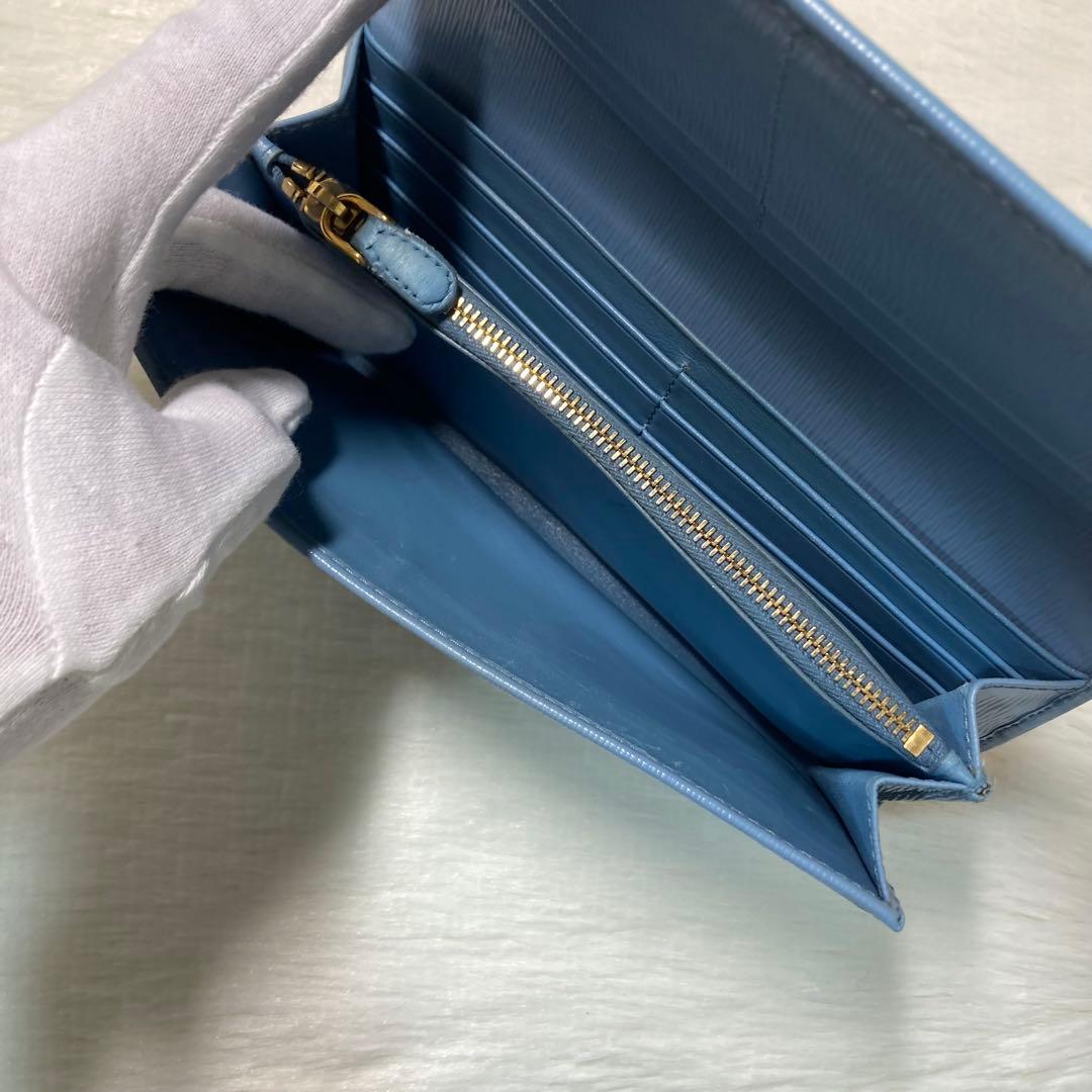 PRADA プラダ　長財布　ロング　水色　青　付属品　二つ折り　財布　折りたたみ