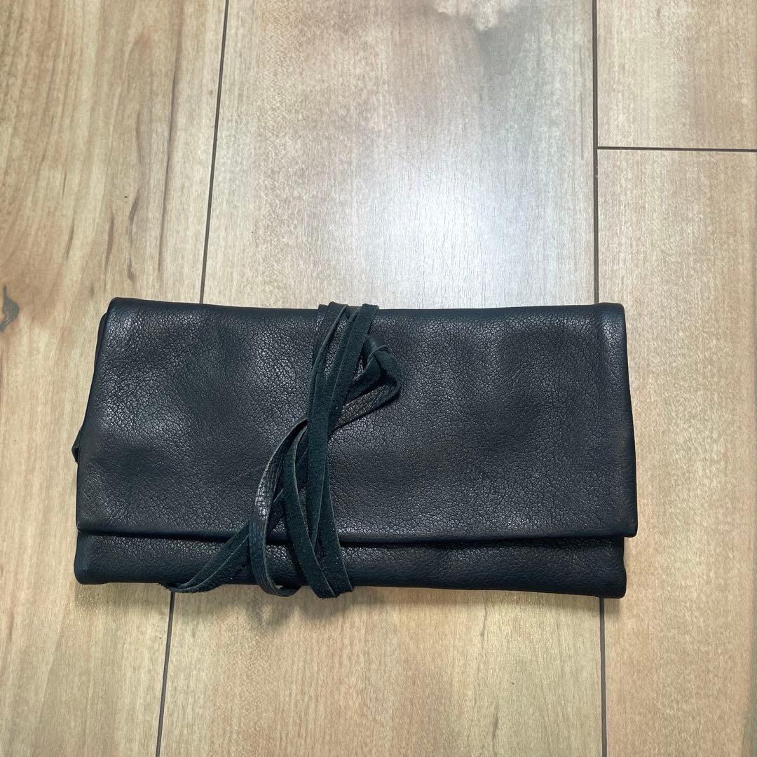 鹿革　道中財布　黒