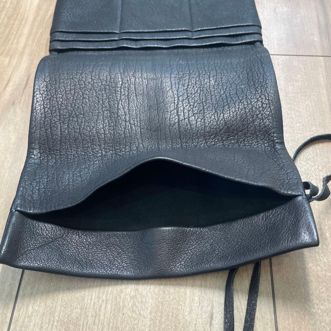 鹿革　道中財布　黒