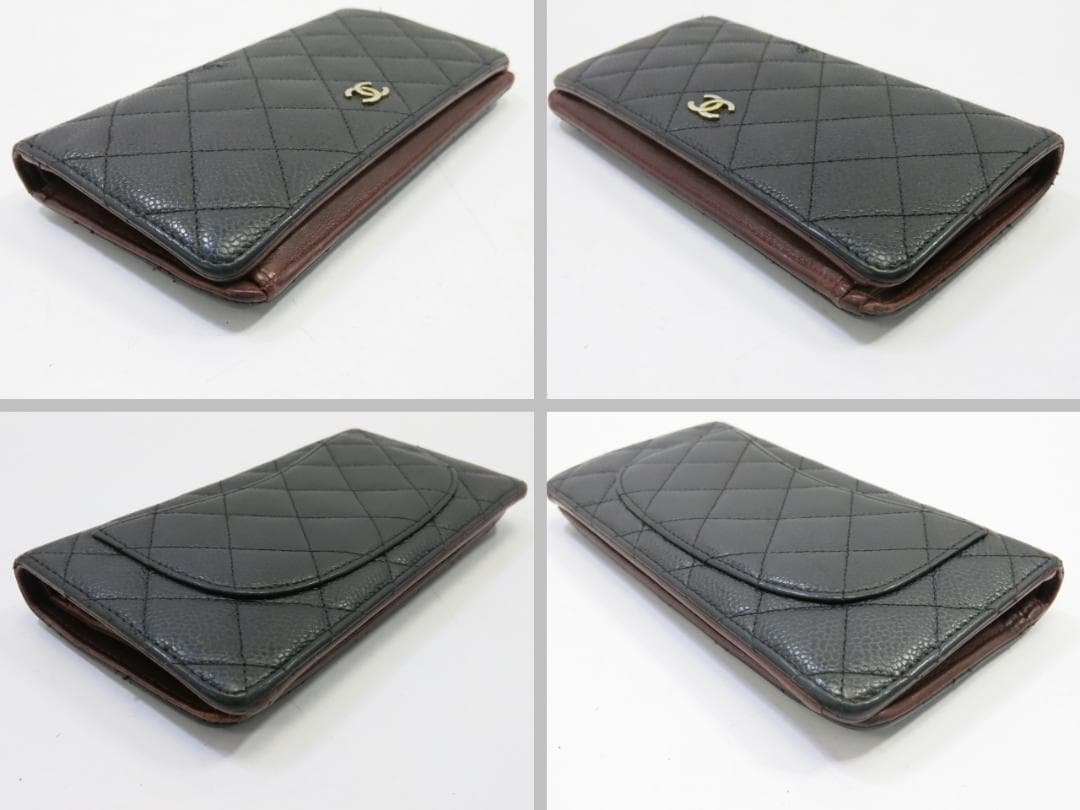 シャネル　キャビアスキン　長財布　　黒　（ファスナープルなし）　18710603