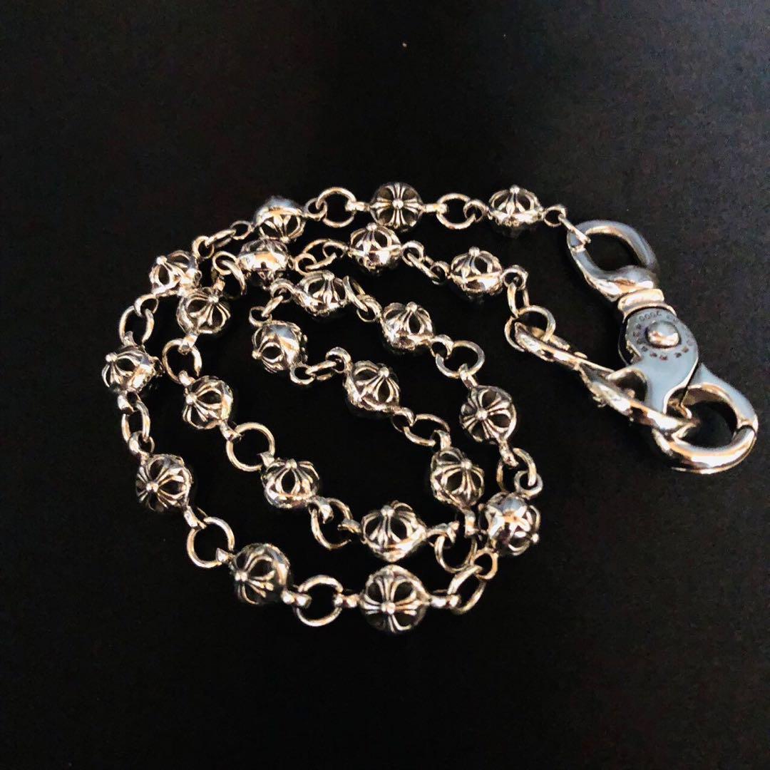 新品　ウォレットチェーン　シルバー925 クロスボール　ナスカン　7