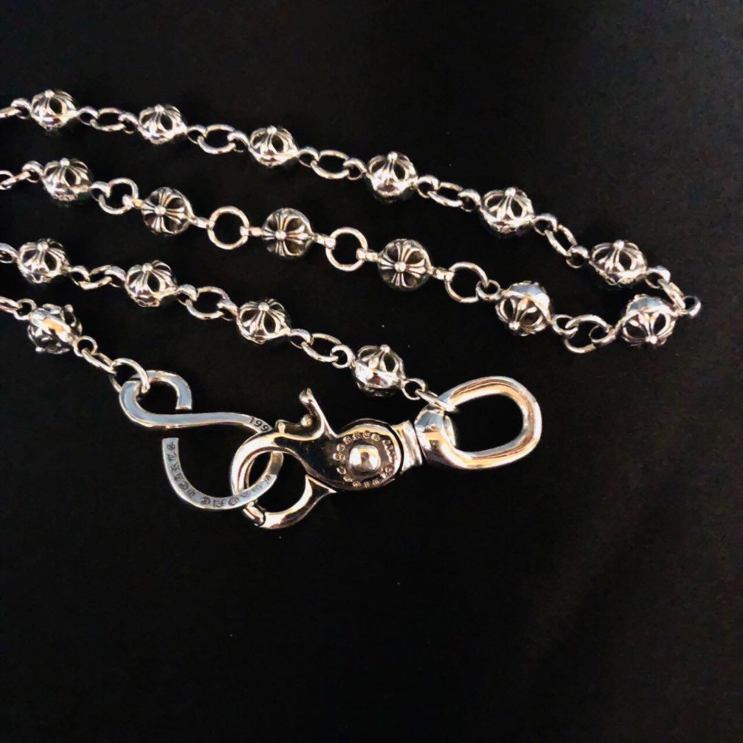 新品　ウォレットチェーン　シルバー925 クロスボール　ナスカン　7