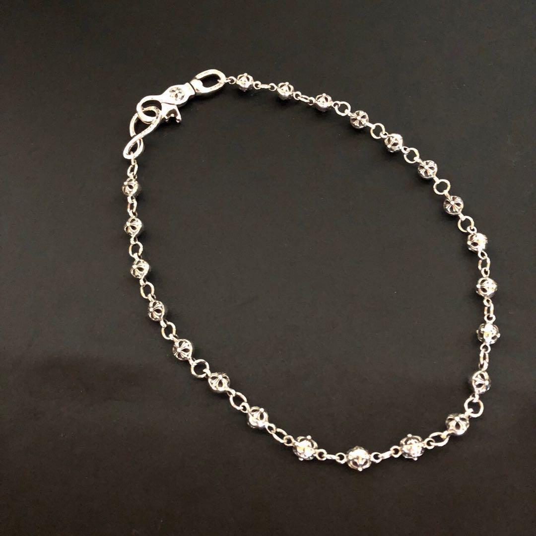 新品　ウォレットチェーン　シルバー925 クロスボール　ナスカン　7