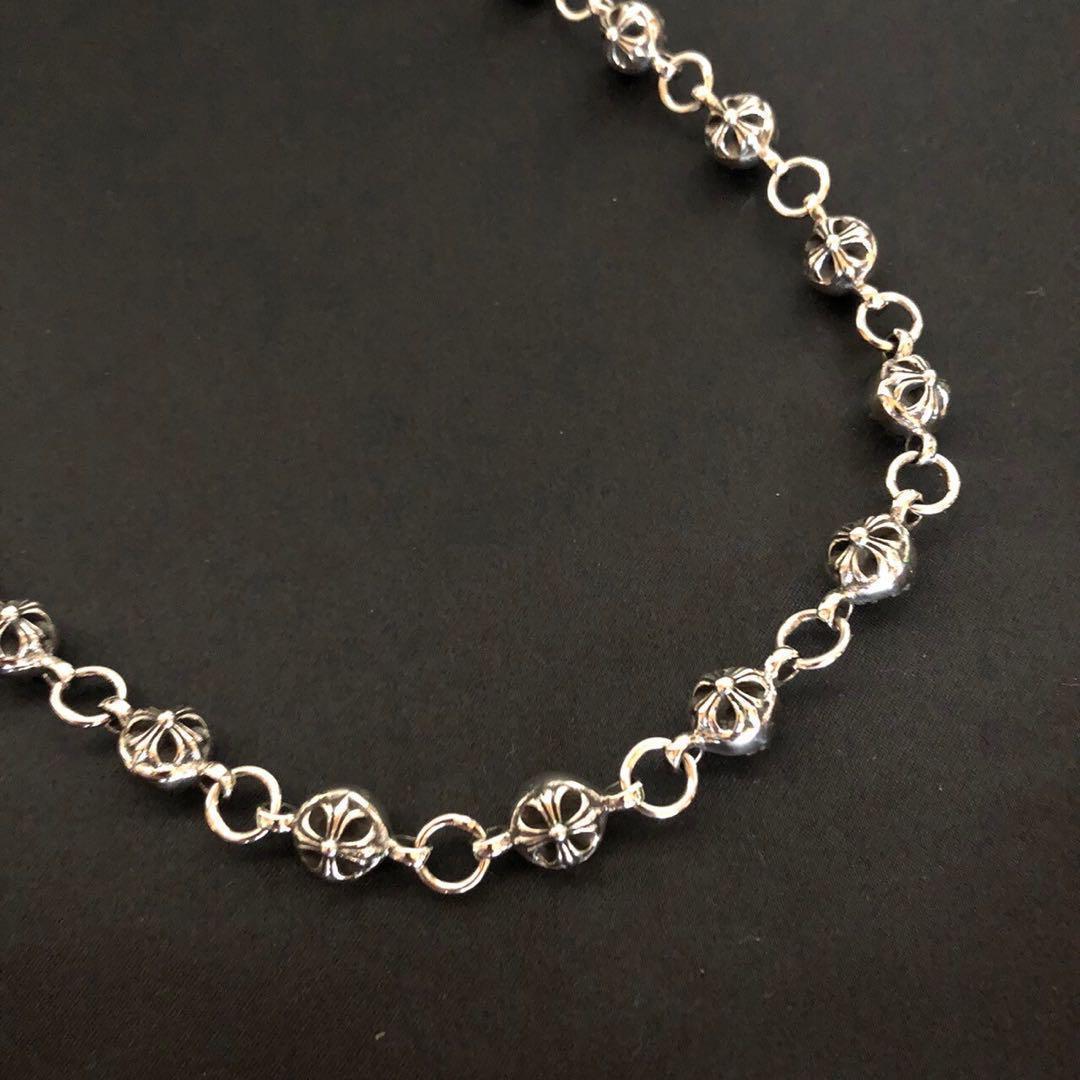 新品　ウォレットチェーン　シルバー925 クロスボール　ナスカン　7