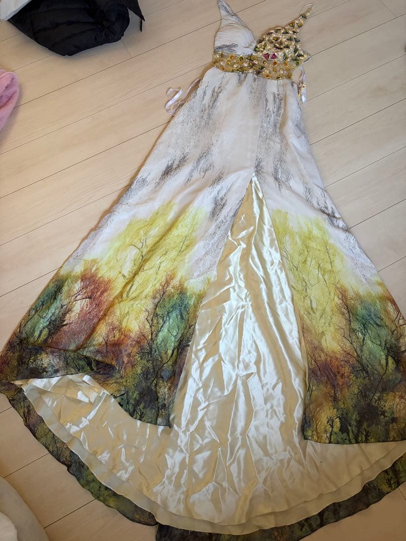 ロングドレス イエロー・グリーン グラデーション