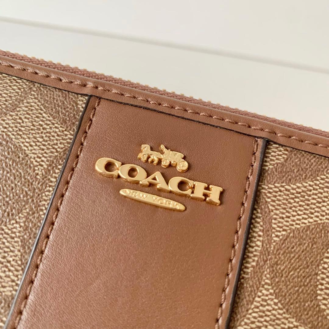 【COACH】 コーチ　長財布　シグネチャー　ブラウン　ベージュ　新品