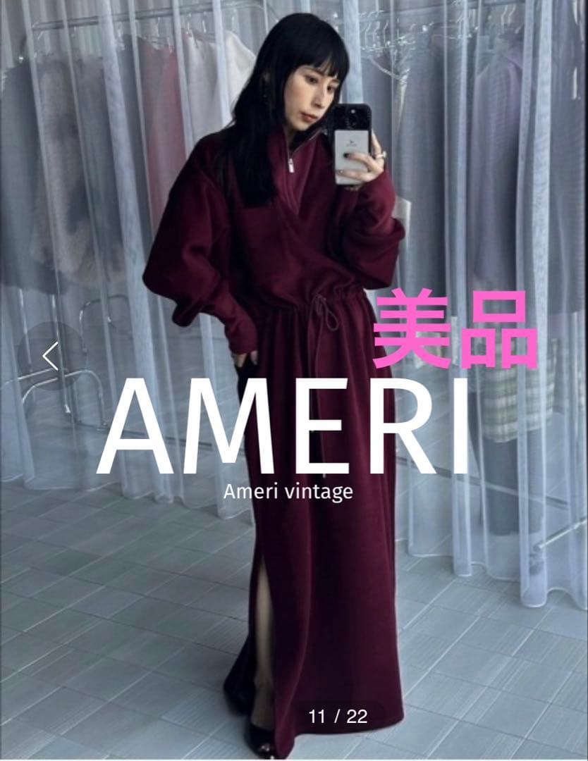 美品★ UND HALF ZIP SWEAT DRESS