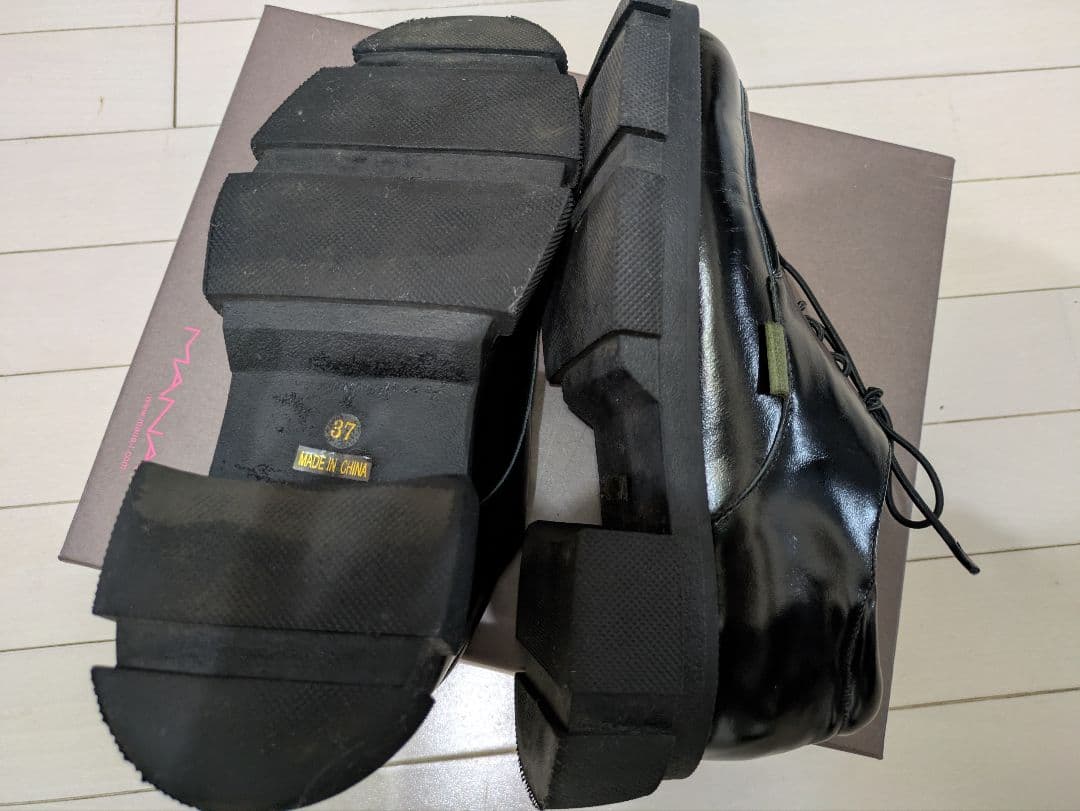 MANAブラックレザー ローファー