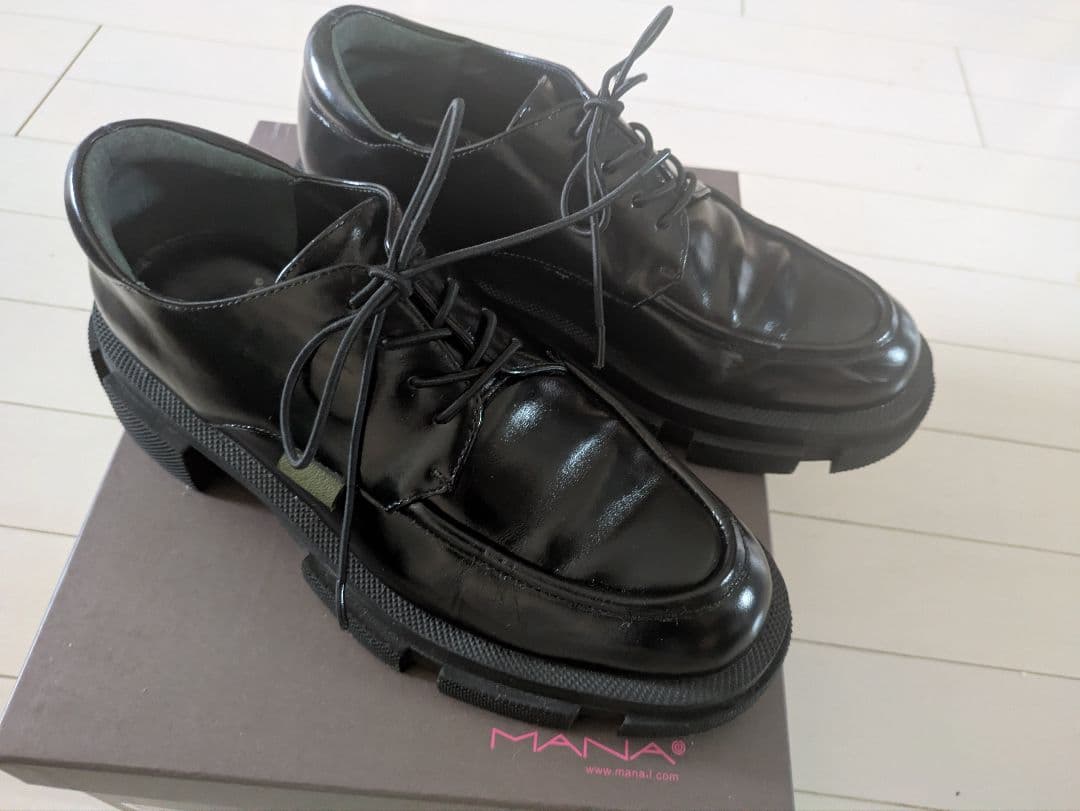 MANAブラックレザー ローファー