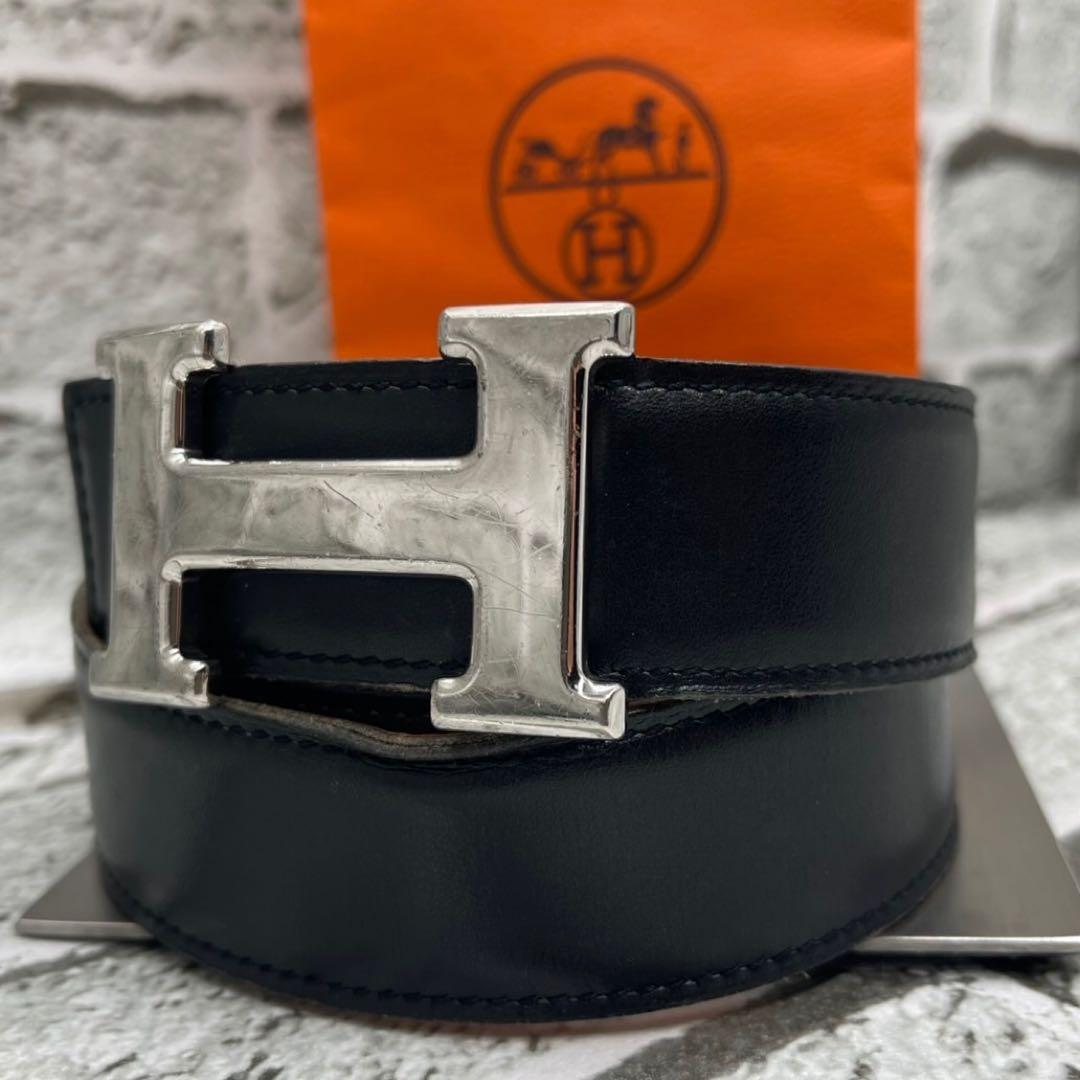 エルメス ベルト コンスタンス Hバックル リバーシブル レザー ブラック 75
