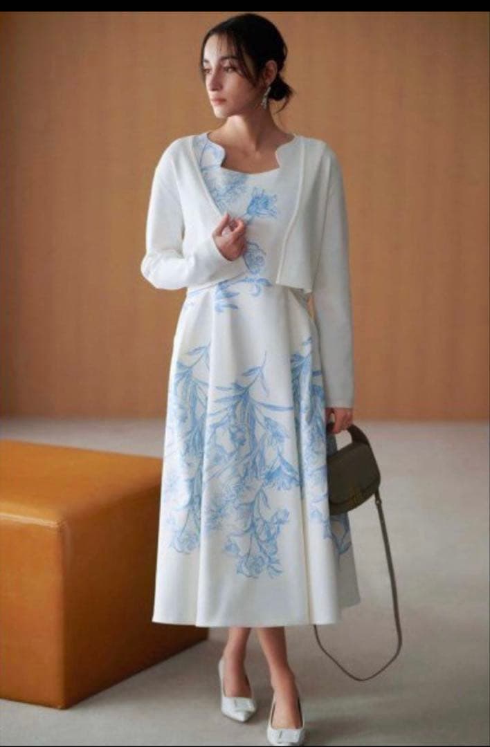 CELFORD セルフォード スカラネックワンピース　花柄　ブルー