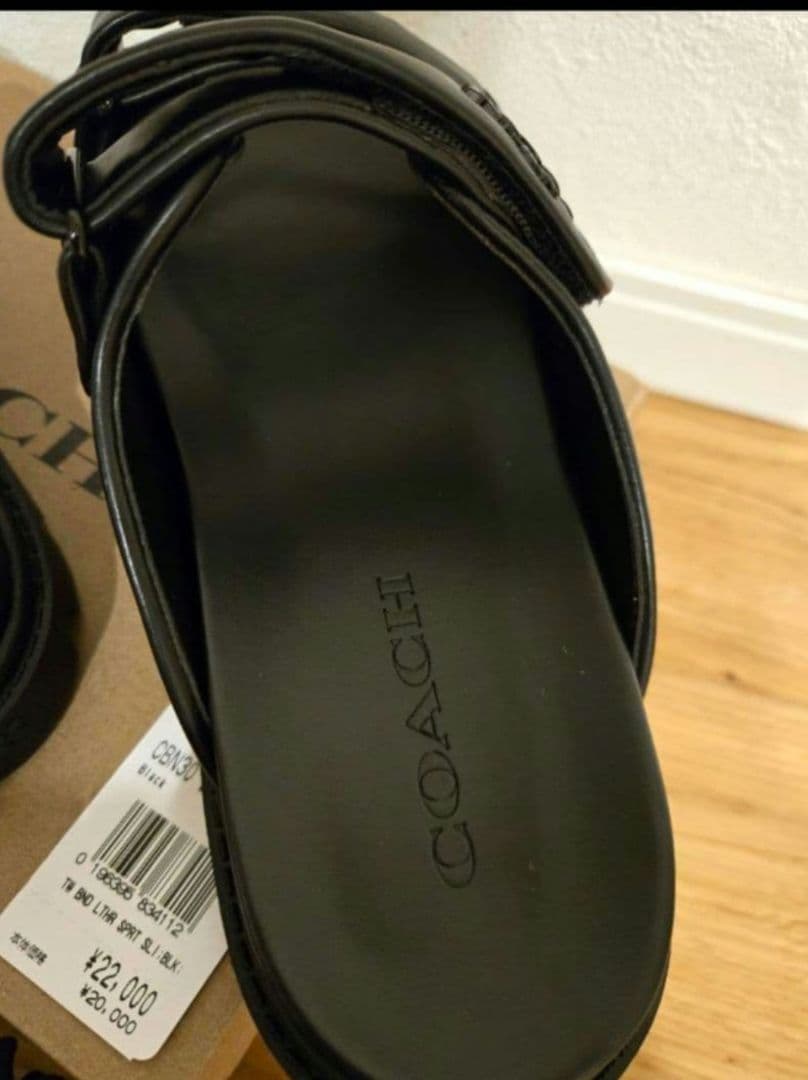 COACH ブラック ツーバンドサンダル