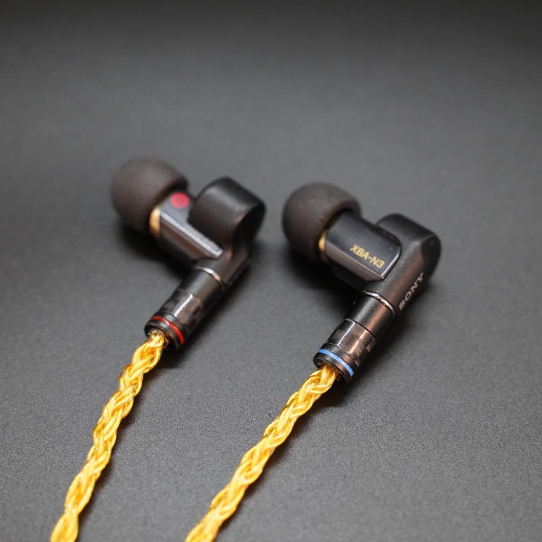 超高評価!最高仕様16芯 希少金メッキケーブル 膨張式mmcx/4.4mm L字