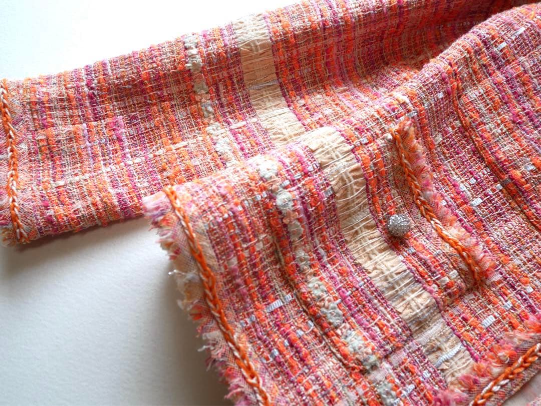 Reneルネ ツイード ノーカラージャケット