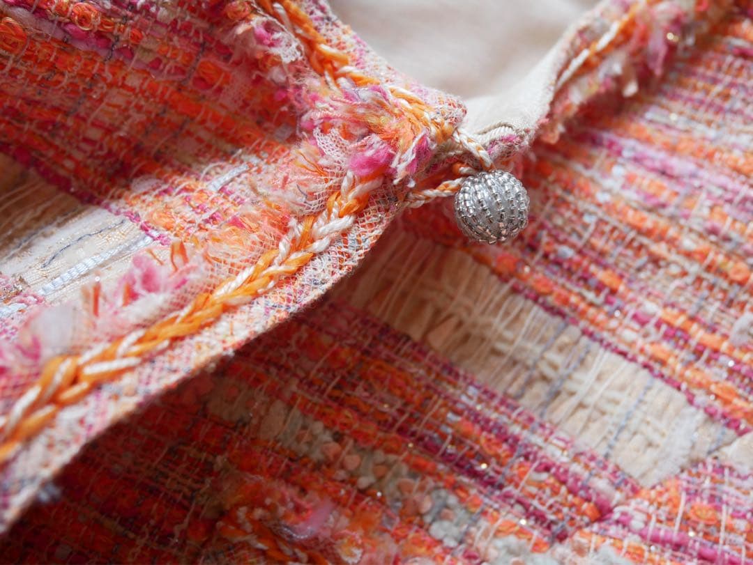 Reneルネ ツイード ノーカラージャケット