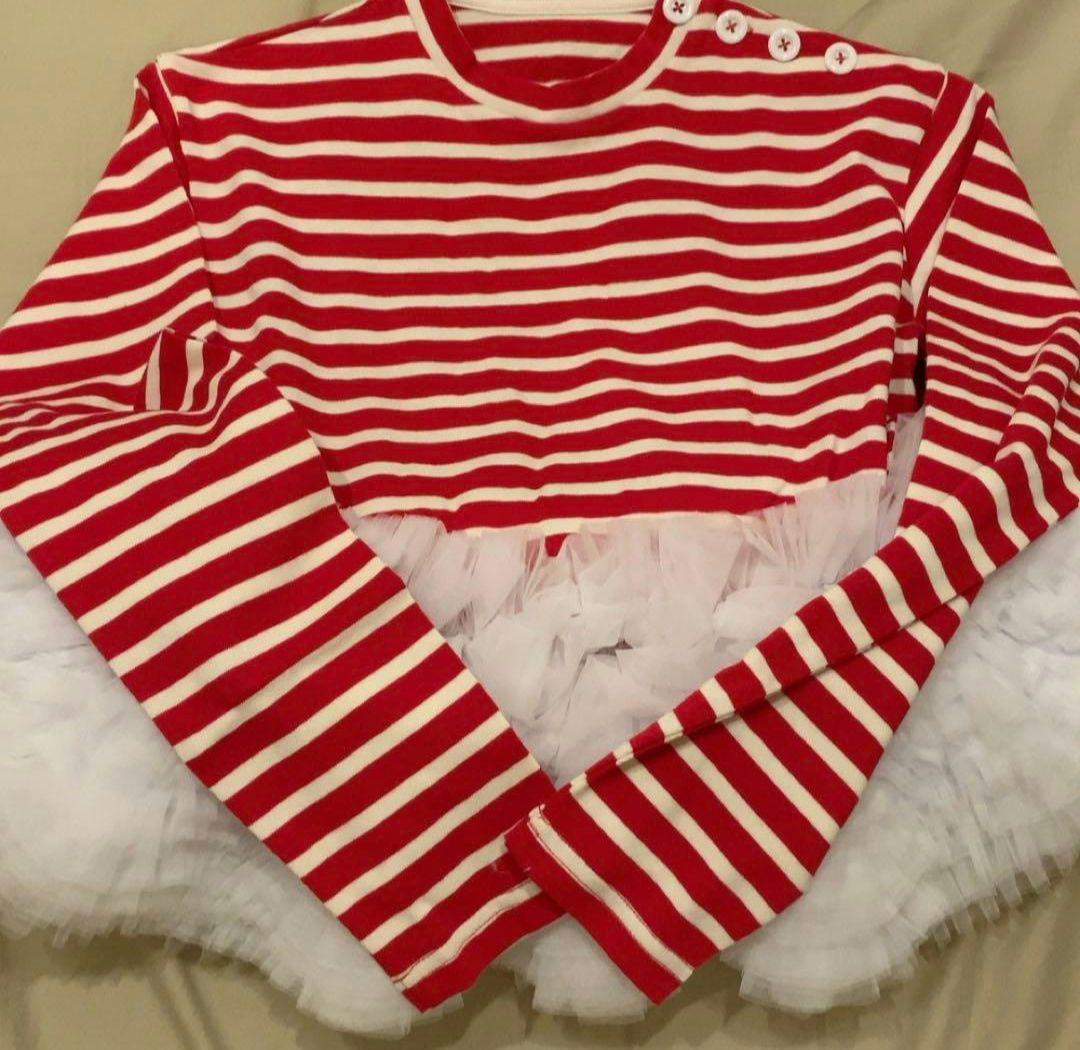 bibiy ボーダー フリル Tシャツ