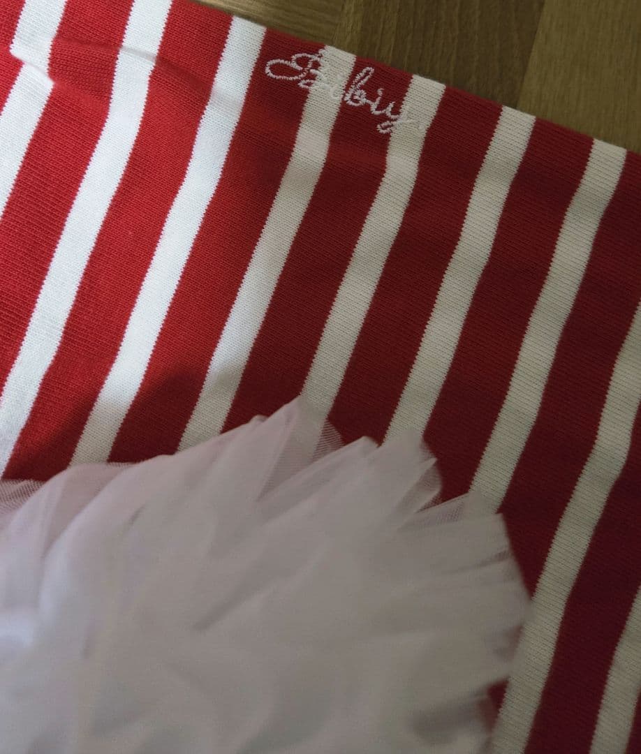 bibiy ボーダー フリル Tシャツ