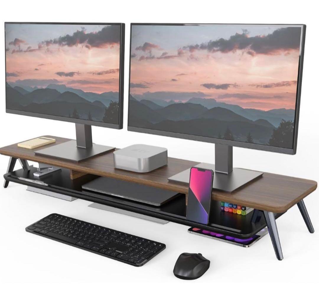 Fenge モニター台 デスクシェルフ 108cm ブラウン G04A2124D