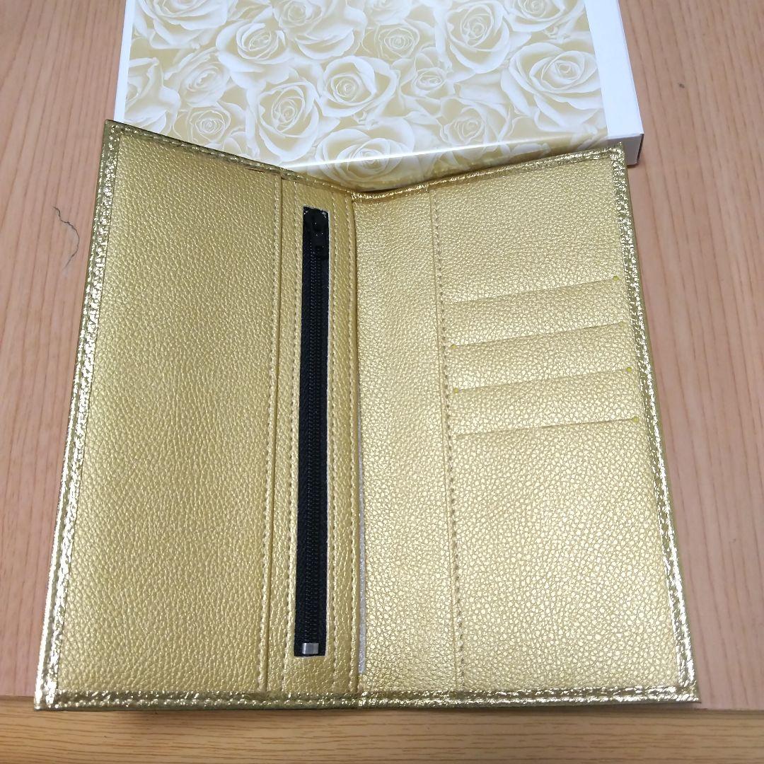 (金運アップ)菊のご紋章付き金の革製品の長財布