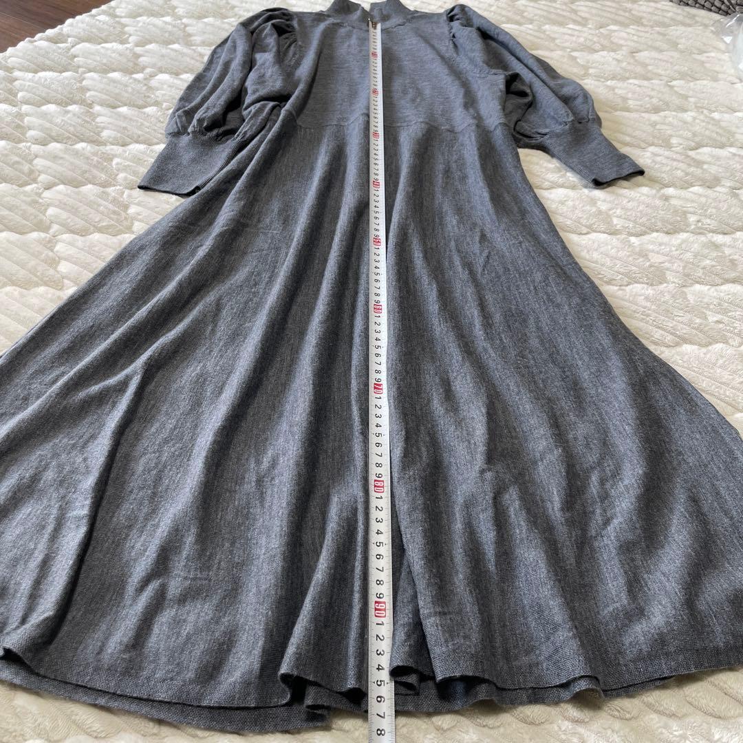 ANAYI ファインメリノフレアニット ワンピース ウール グレー 36 S