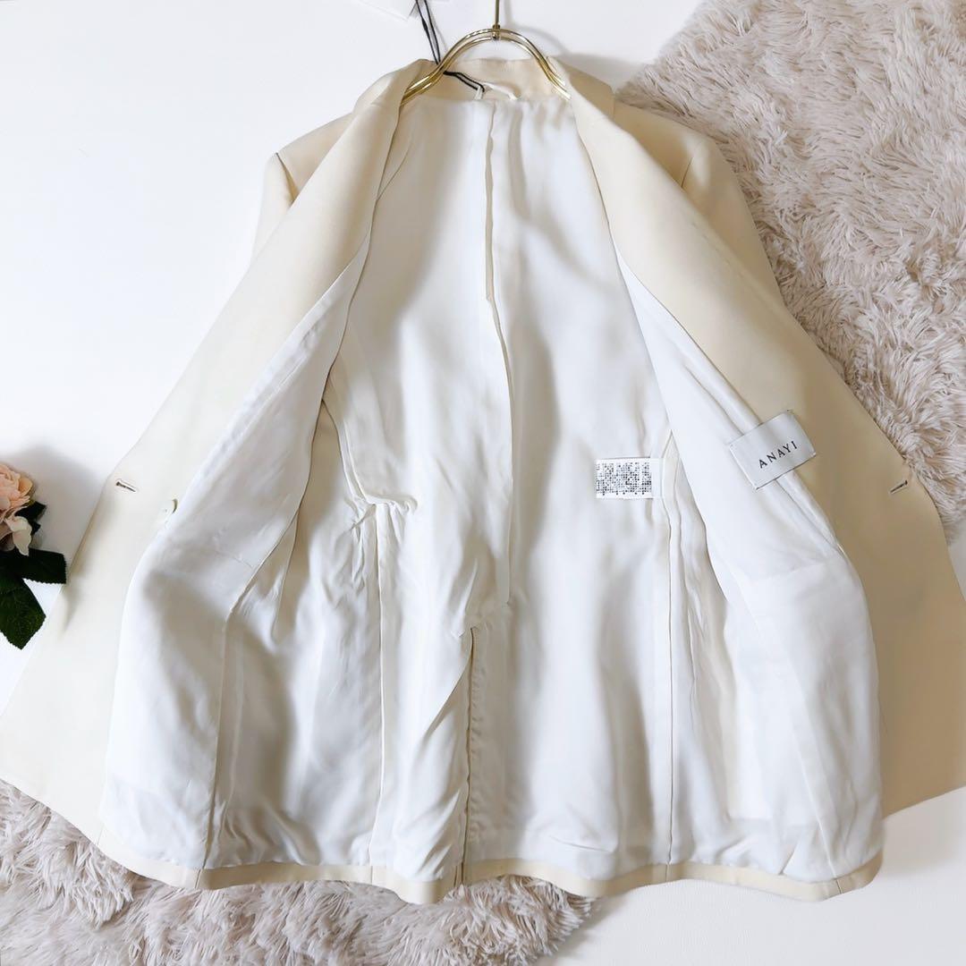 新品タグ付ꕥアナイ ウールシルクダブルテーラードジャケット 上品 日本製 M