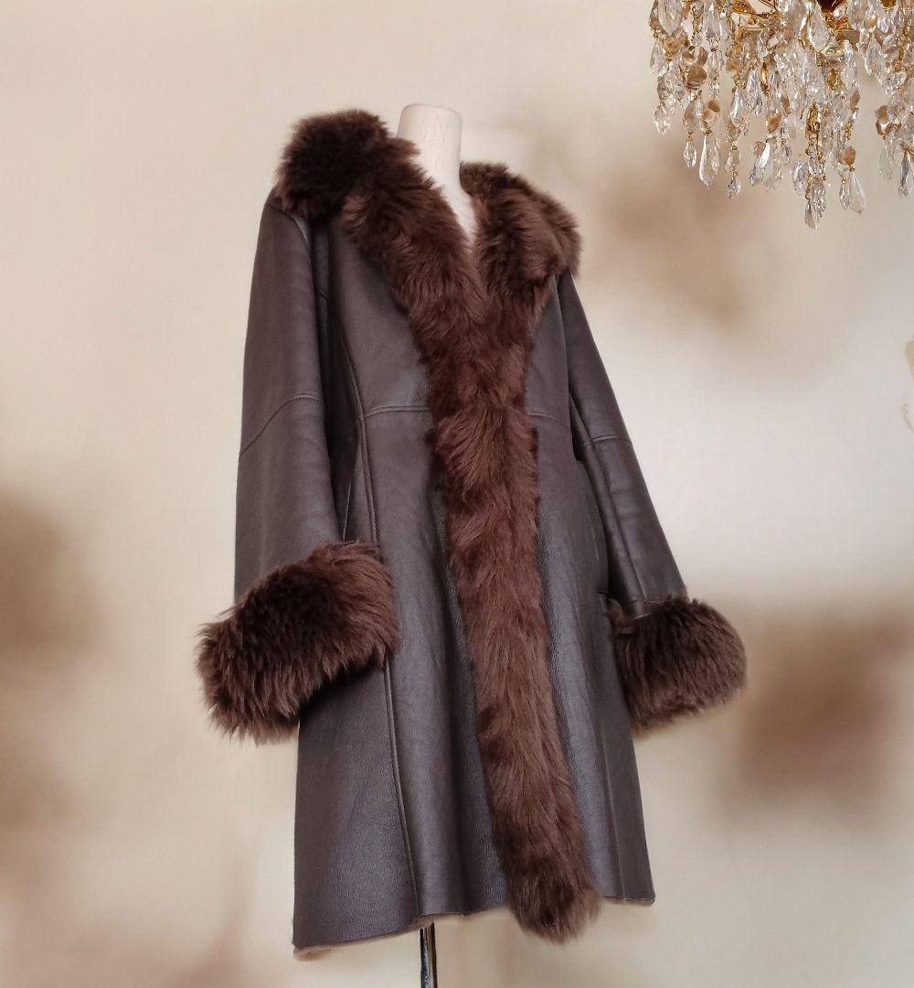 Otto ファー付　ソフトラム表革リアルムートンコート　軽量　ゆったりサイズ