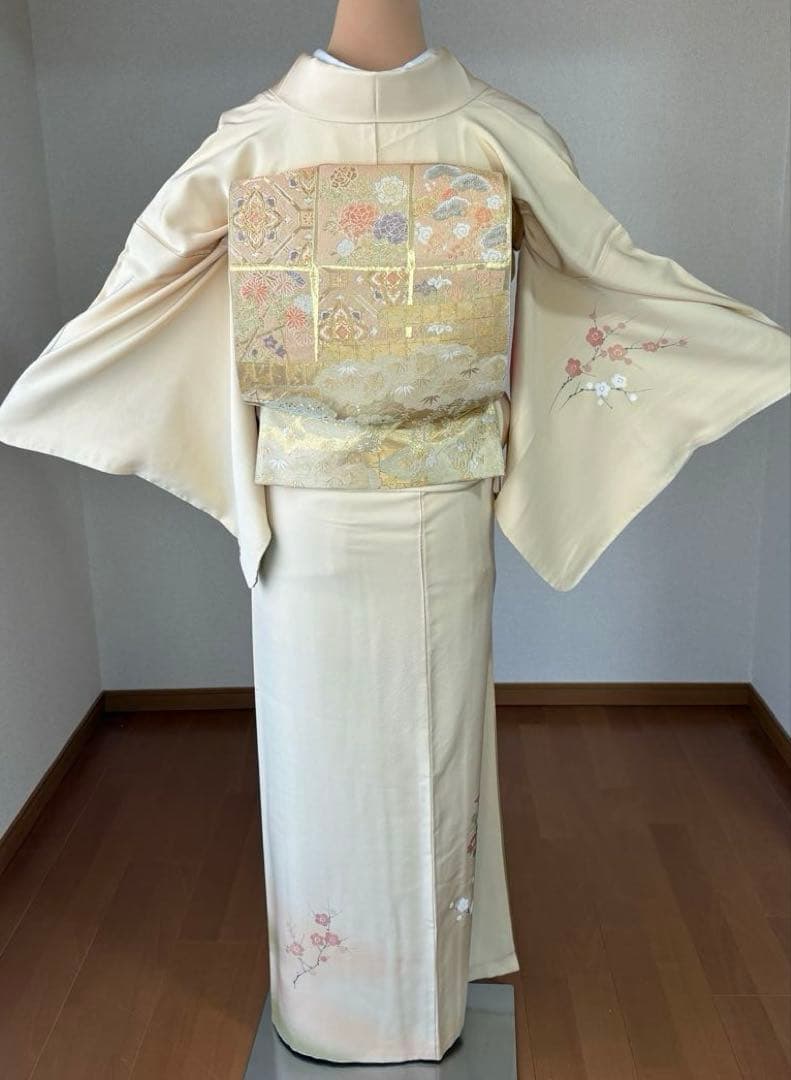 専用　4点フルセット　正絹訪問着　袋帯　帯揚げ　帯締め　手描き