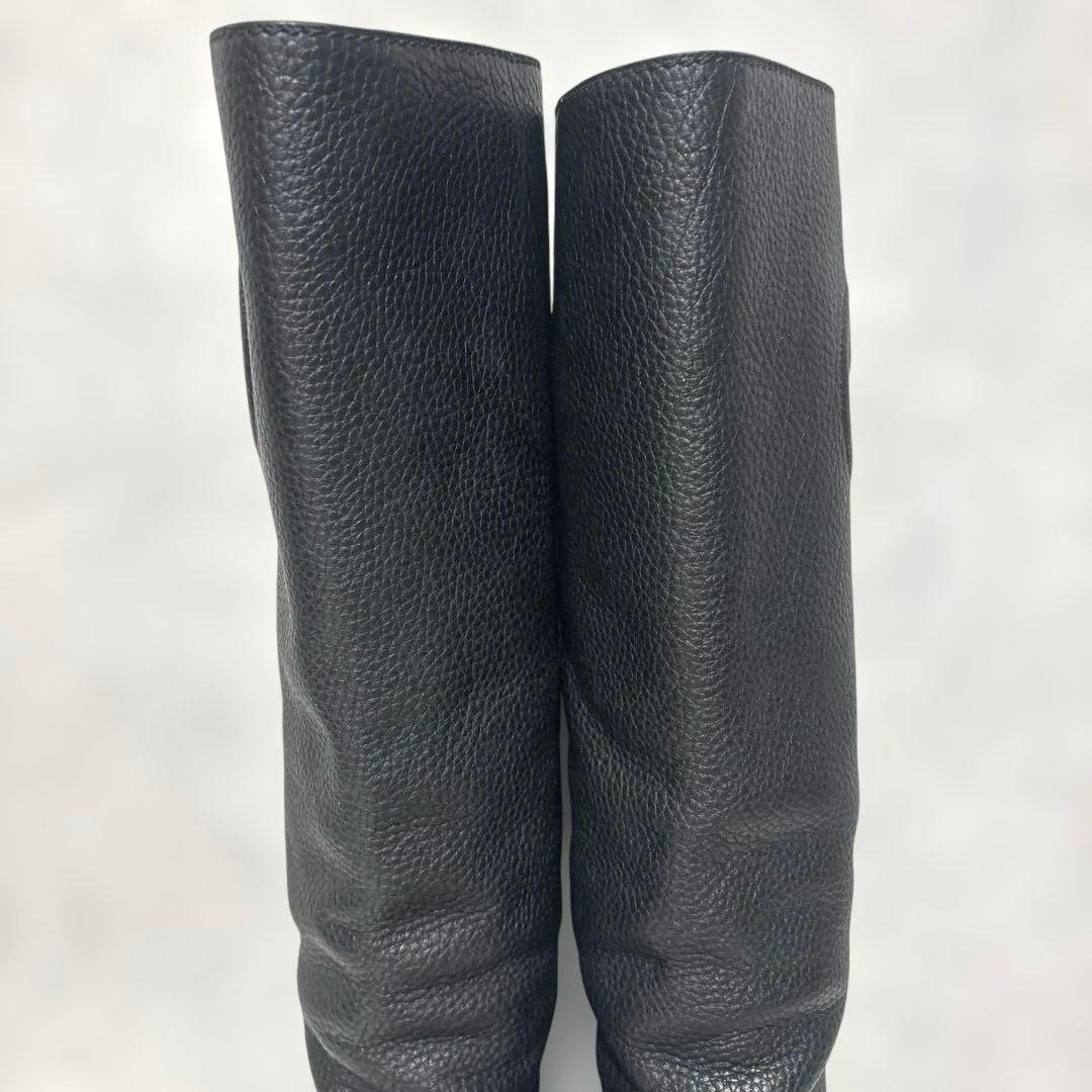 グッチ インターロッキング ロングブーツ 【36】チャンキーヒール ブラック