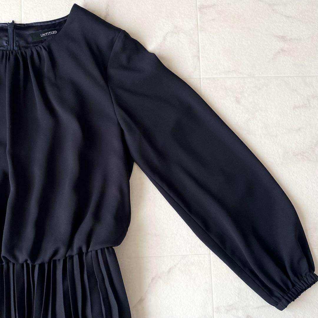 2024.極美品.定価3.3万☆アンタイトル 洗える プリーツワンピース 濃紺