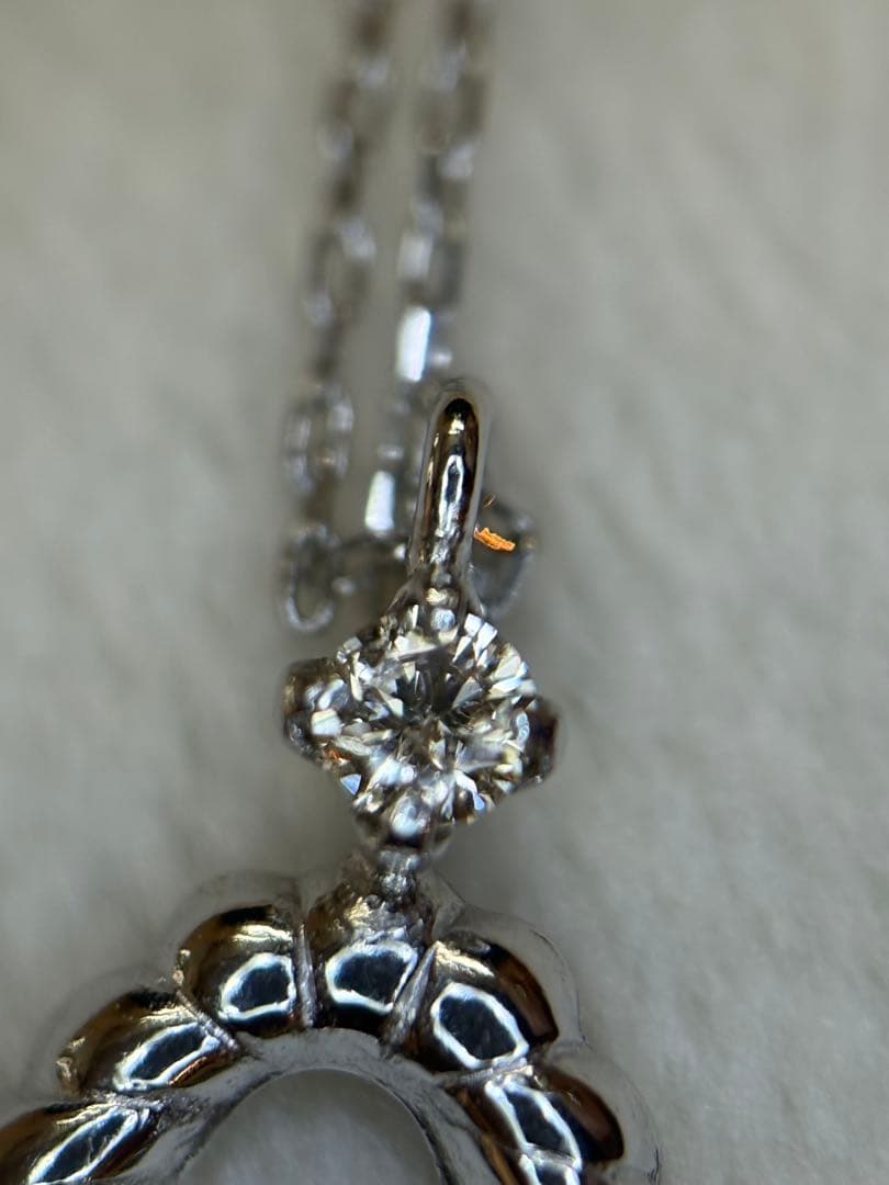 ヴィンテージ　pt900 ブラウン　ダイヤモンド　 シェルモチーフ　ネックレス