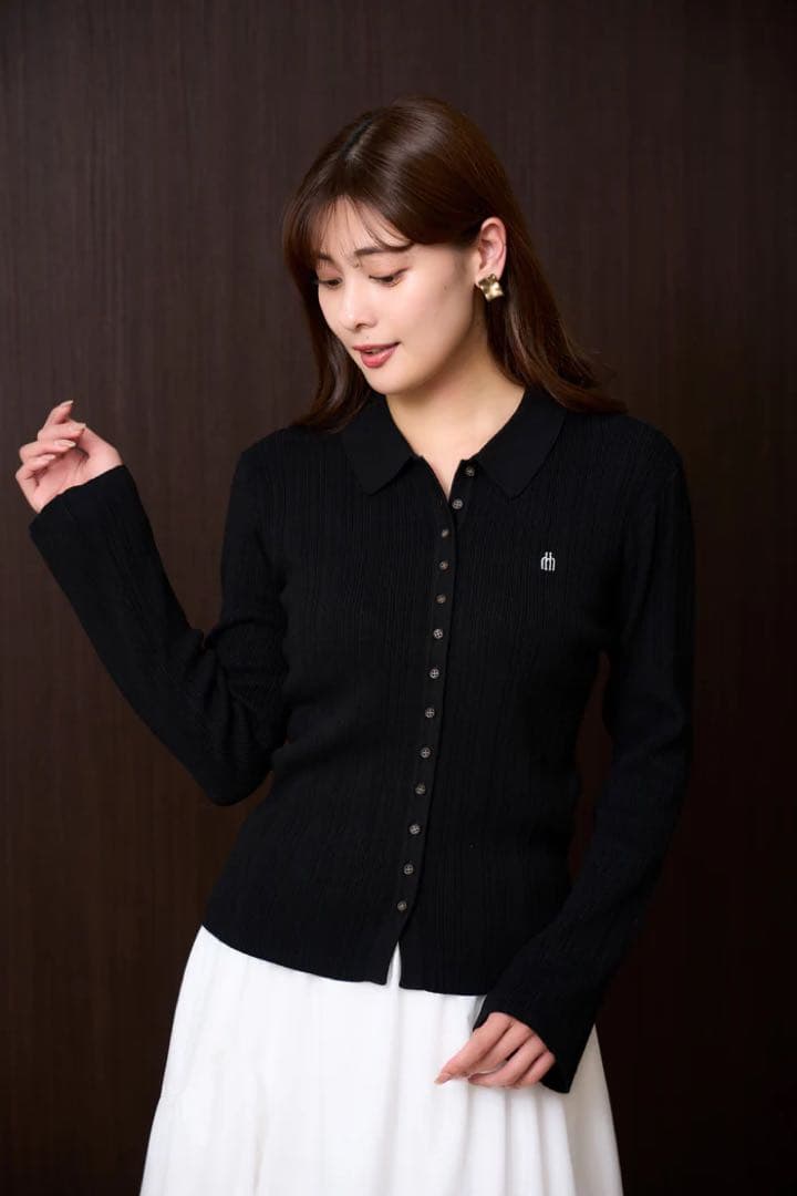 完売商品　herlipto Trois Rib Knit Polo Top M