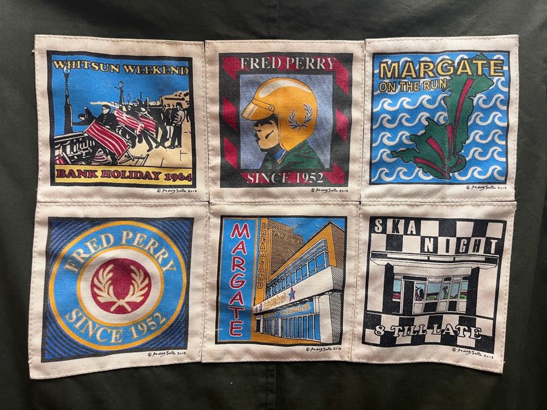 希少　英国製フレッドペリー　モッズコート　カーキ　　ワックス　背中ワッペン　刺繍