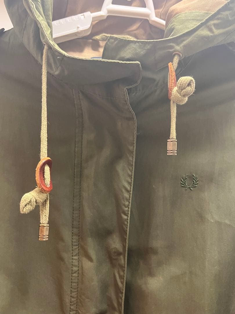 希少　英国製フレッドペリー　モッズコート　カーキ　　ワックス　背中ワッペン　刺繍