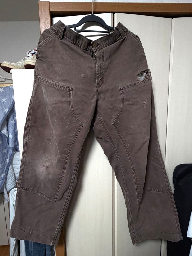 90s USA Carhartt B136 ダブルニーパンツ w38×30