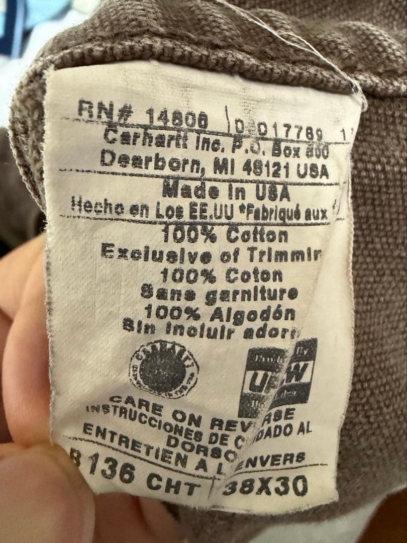90s USA Carhartt B136 ダブルニーパンツ w38×30