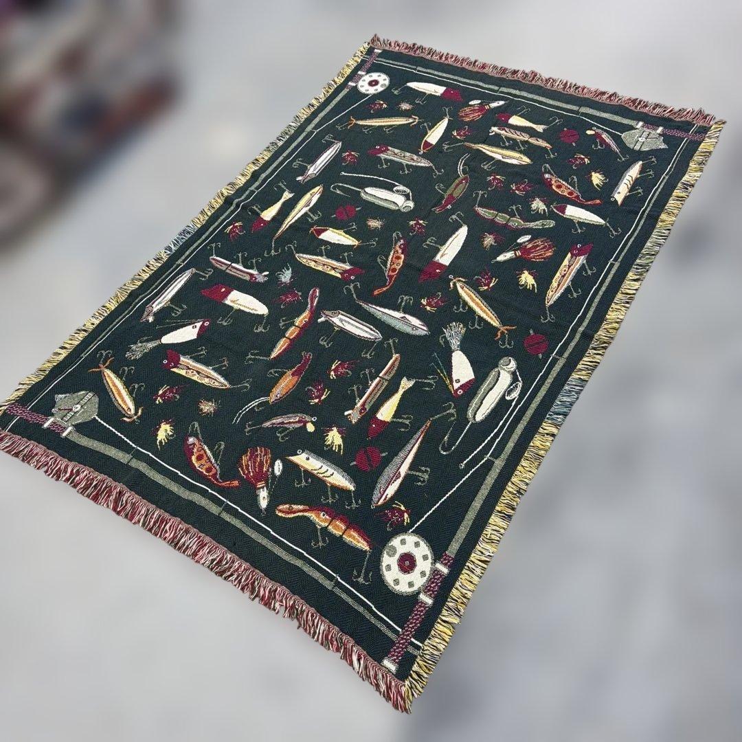 釣り　ルアー　マルチカバー　ソファカバー　ヴィンテージラグ　185x123