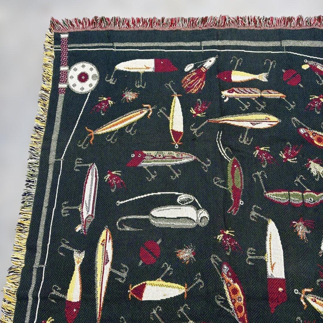 釣り　ルアー　マルチカバー　ソファカバー　ヴィンテージラグ　185x123