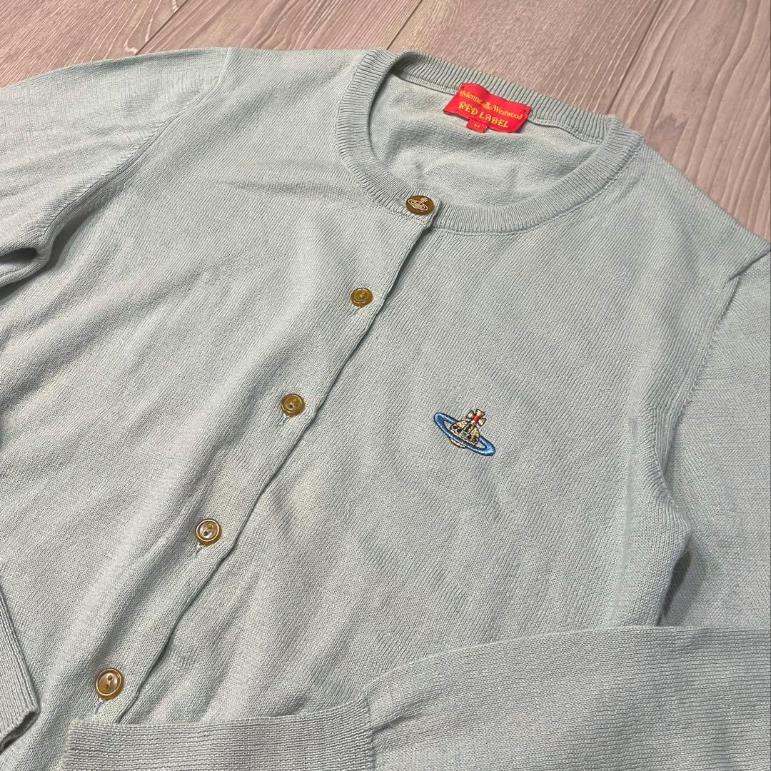 ヴィヴィアンウエストウッド レッドレーベル オーブ刺繍カーディガン ミント M