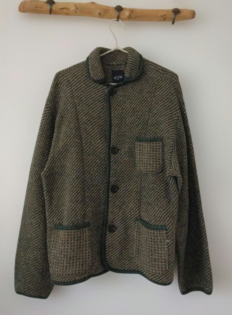 【45R】シェットランドツイードニットチロリアンジャケット　美品
