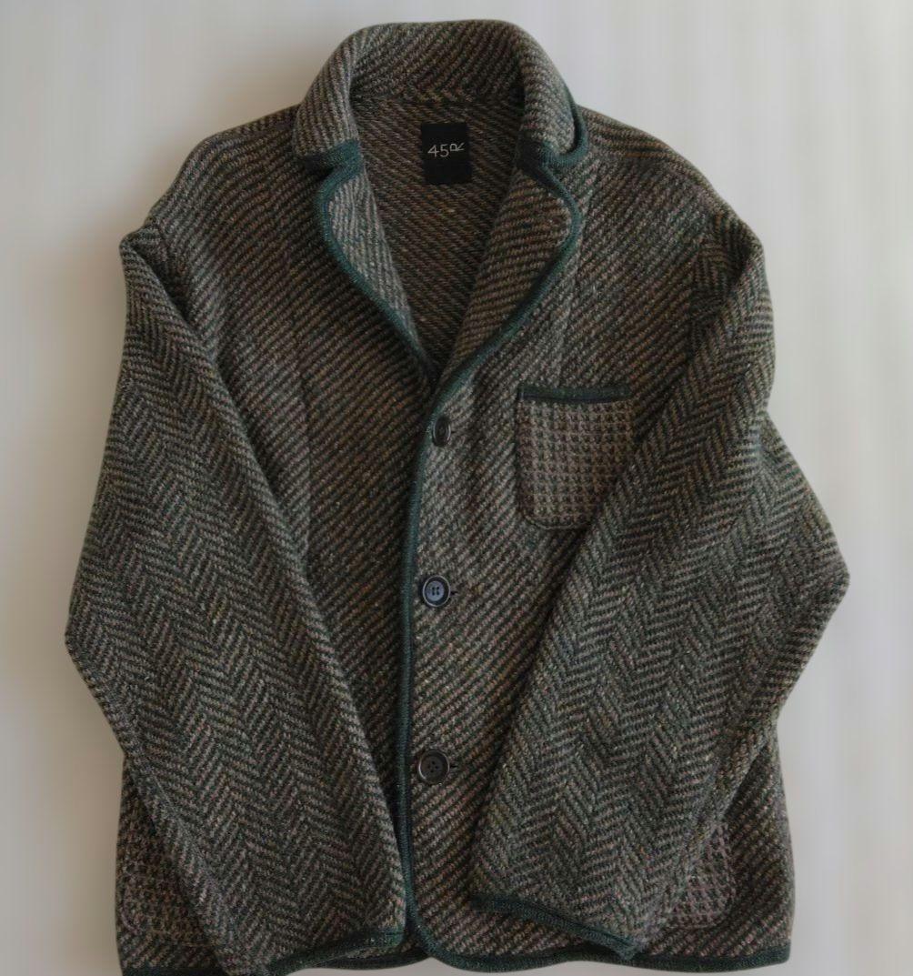 【45R】シェットランドツイードニットチロリアンジャケット　美品