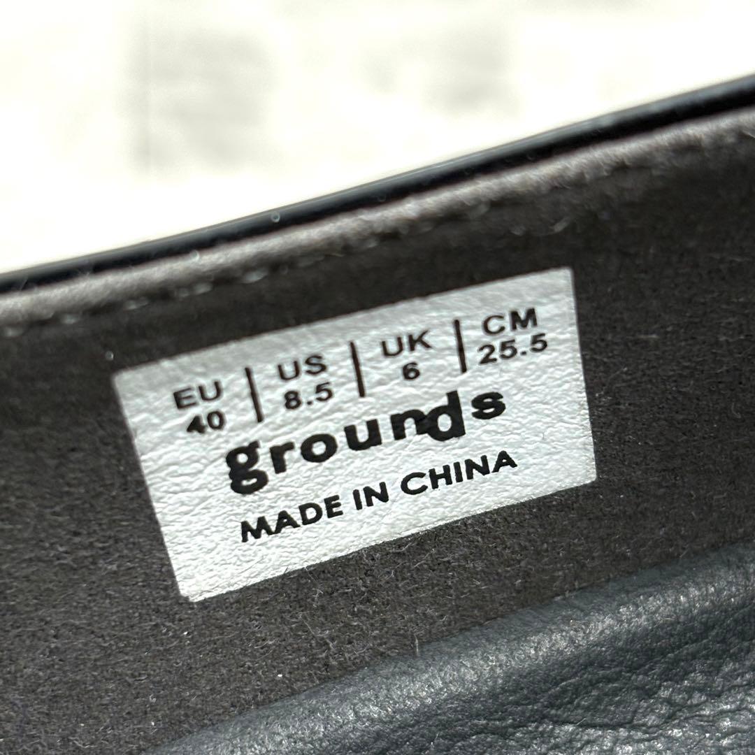 【美品】grounds オイスター ローファー フロッキースクラッチ 25.5