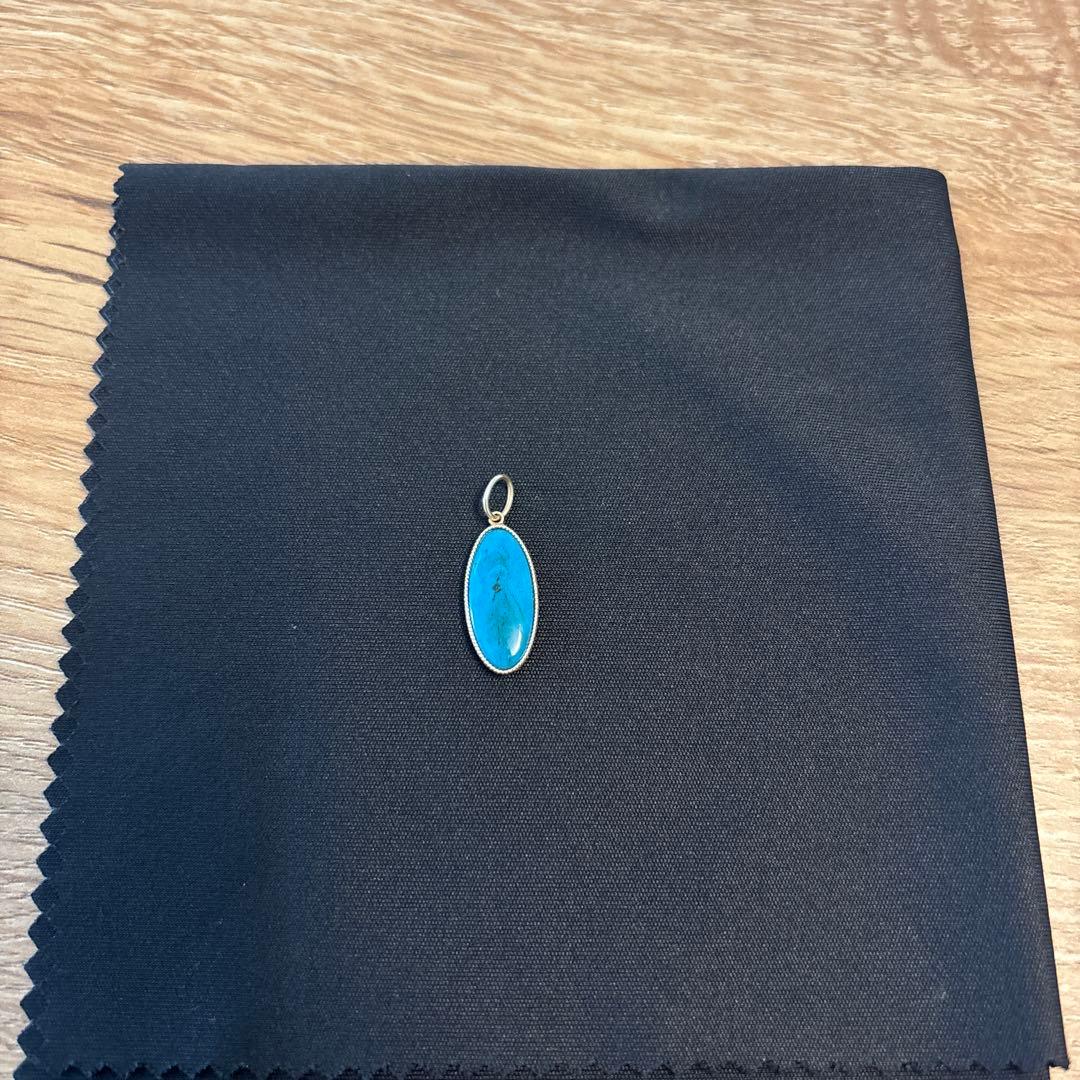 agete ターコイズ　リバーシブル　ネックレスチャーム　K10
