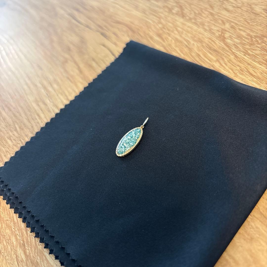 agete ターコイズ　リバーシブル　ネックレスチャーム　K10