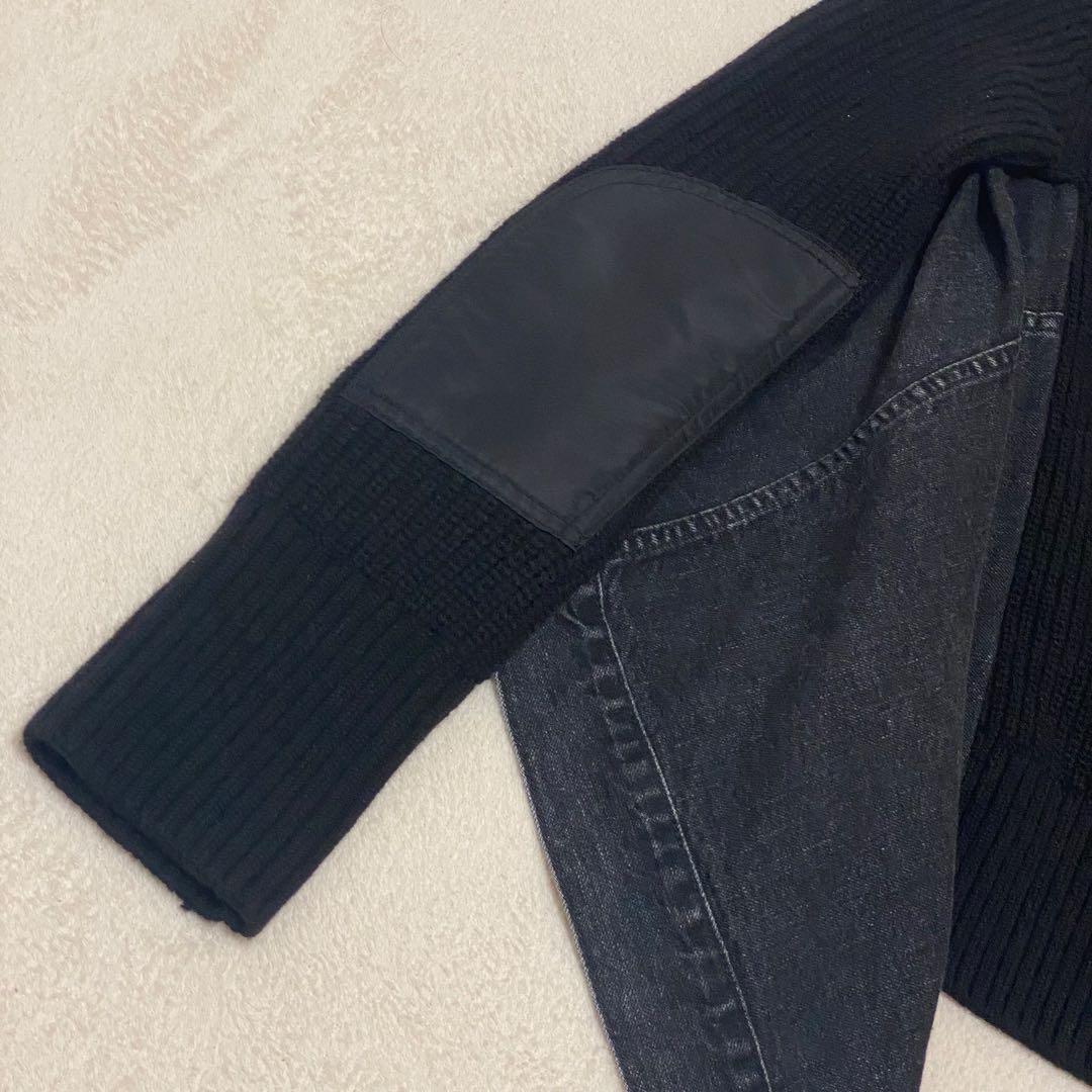 希少✨sacai デニムジャケット ブルゾン ニット 異素材ドッキング 変形