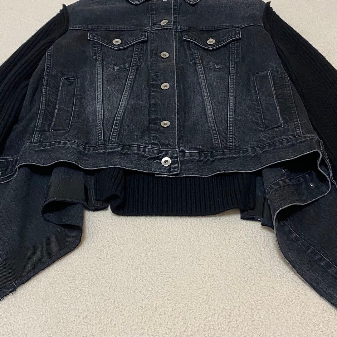 希少✨sacai デニムジャケット ブルゾン ニット 異素材ドッキング 変形