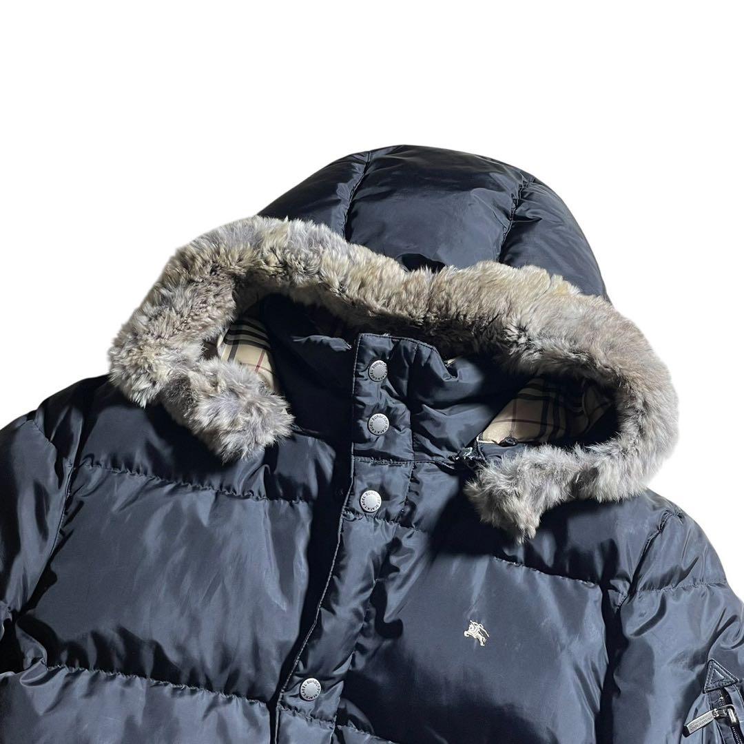 人気✨バーバリー ダウンジャケット Lサイズ 黒 ノバチェック ファー