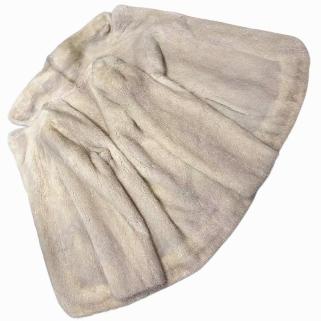 美品　バイオレットミンク　デザイン　高級毛皮　ミンクコート　柔らか　クリーム系