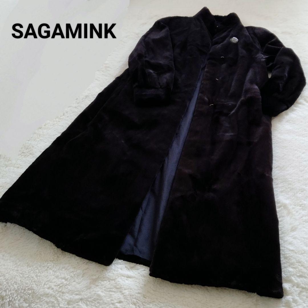 SAGAミンク/サガミンク　シェアードミンク　ファーロングコートブラック