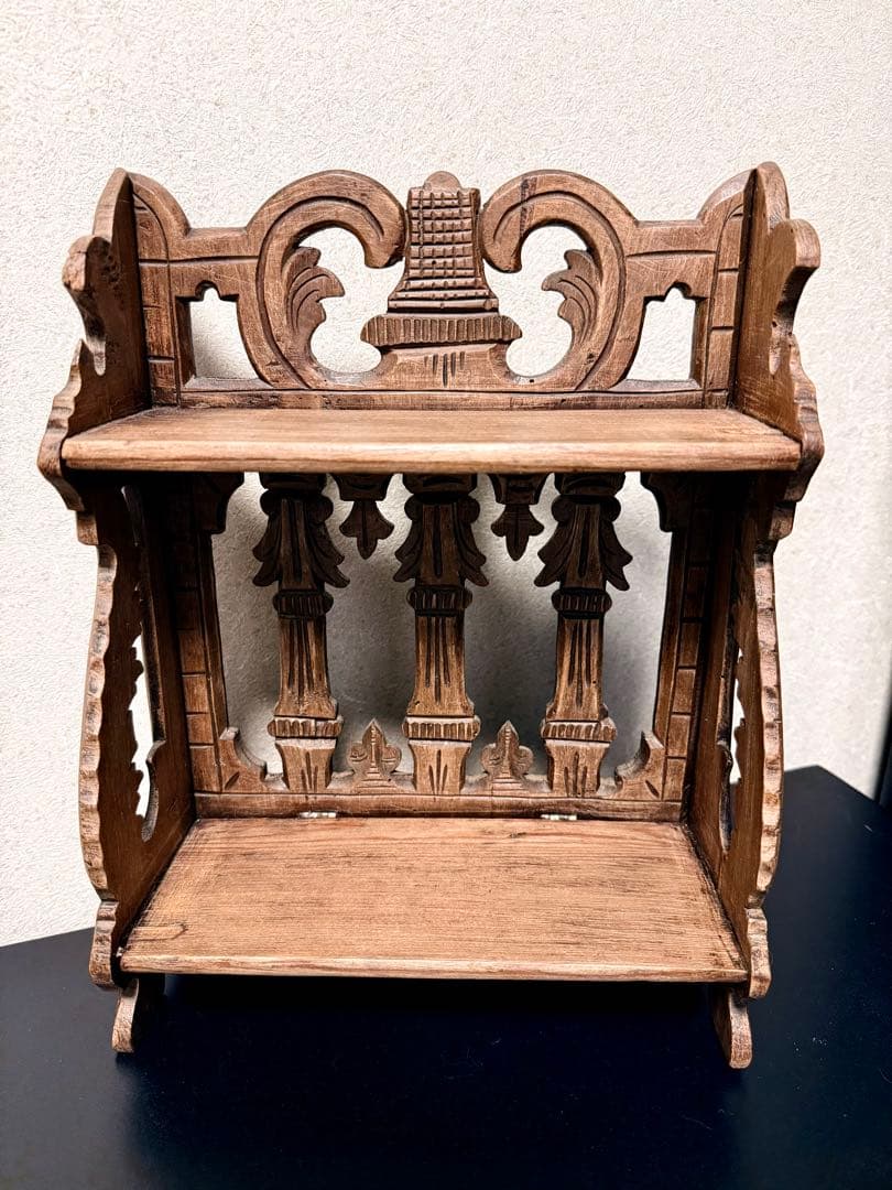 フランス　アンティーク　蚤の市　木棚　シェルフ　小棚　飾り棚