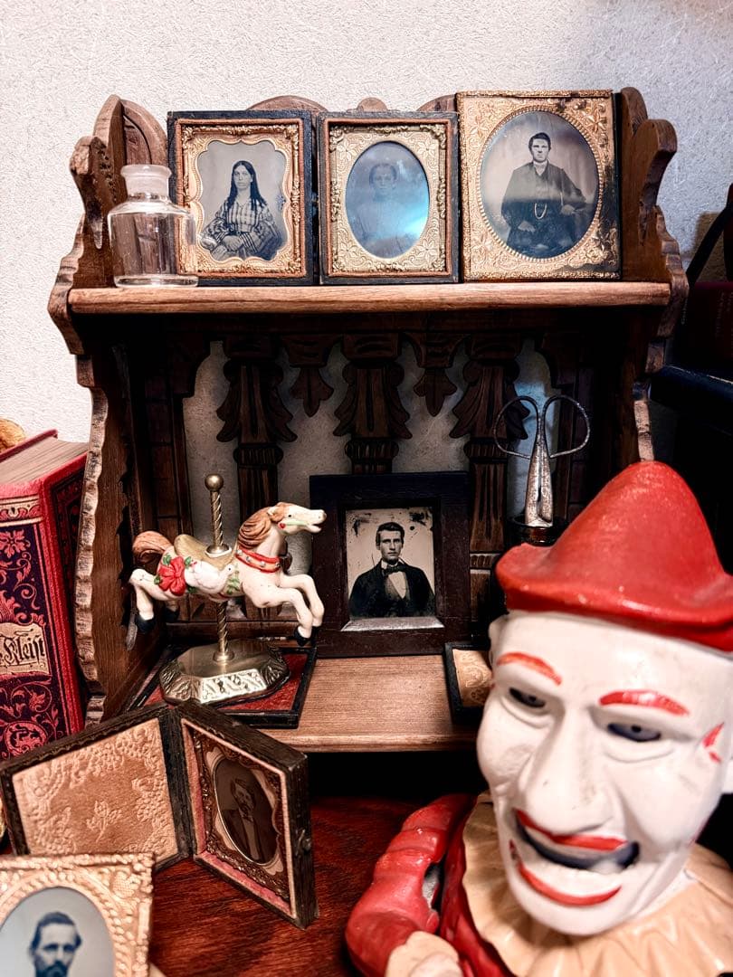 フランス　アンティーク　蚤の市　木棚　シェルフ　小棚　飾り棚